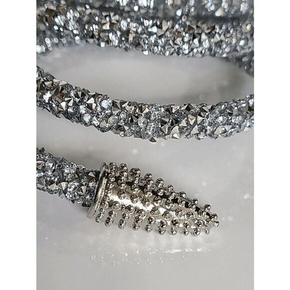 ✨💎🐍 Snake Rhinestone Bendable Design Blingy Statement Open Choker Necklace NEW - Picture 7 of 16